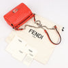 FENDI Double Micro Baguette Leather Chain Shoulder Bag in Red 8M0371 Secondhand