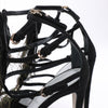 Sergio Rossi Black Suede Crystal And Peacock Embellished Platform Sandal Heels in Size 38 EU Secondhand