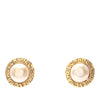 Chanel Gold Plated Faux Pearl Logo Clip On Earrings Secondhand