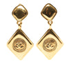 Chanel CC Gold Plated Diamond Drop Clip On Earrings Secondhand