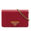 Secondhand Prada Saffiano Lux Flip Lock Wallet on Chain