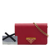 Secondhand Prada Saffiano Lux Flip Lock Wallet on Chain