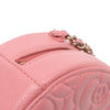 Chanel CC Embossed Caviar Camellia Round Clutch With Chain Secondhand