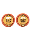 Secondhand Chanel Resin Logo Round Clip On Earrings