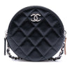 Chanel CC Quilted Lambskin Triple Zip Round Clutch With Chain Secondhand