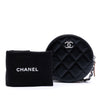 Chanel CC Quilted Lambskin Triple Zip Round Clutch With Chain Secondhand