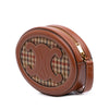 Celine Small Houndstooth Canvas and Calfskin Cuir Triomphe Oval Crossbody Secondhand