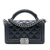 Chanel Old Medium Quilted Calfskin Whipstitch Chain Around Boy Top Handle Flap Secondhand
