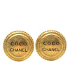 Secondhand Chanel Gold Plated Logo Button Clip On Earrings
