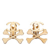 Secondhand Chanel Gold Plated CC Lacquered Crossbones Clip On Earrings