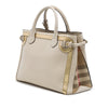 Burberry Medium Bicolor Leather and House Check Canvas Banner Satchel Secondhand