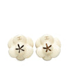 Secondhand Chanel CC Gold Plated Enamel Camellia Clip On Earrings