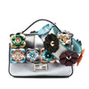 Fendi Micro Bicolor Metallic Leather Flowerland Double Baguette Satchel Secondhand