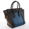 Celine Luggage Micro Leather Handbag in Blue x Black x Taupe Secondhand