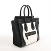 Celine Luggage Micro Leather x Suede Handbag in Black x White Secondhand