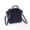CELINE Nano Luggage Leather 2Way Handbag in Navy Blue Secondhand