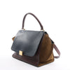 CELINE Trapeze Leather x Suede 2Way Handbag in Navy Blue x Brown x Burgundy Secondhand