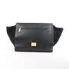 CELINE Trapeze Croc Embossed Leather x Suede 2Way Handbag in Black Secondhand