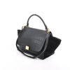 CELINE Trapeze Croc Embossed Leather x Suede 2Way Handbag in Black Secondhand