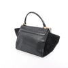 CELINE Trapeze Croc Embossed Leather x Suede 2Way Handbag in Black Secondhand