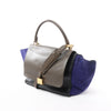 Secondhand CELINE Trapeze Leather x Suede 2Way Handbag in Brown x Navy Blue x Black