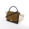 CELINE Trapeze Leather x Suede 2Way Handbag in Brown, Black, White Secondhand