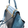 CELINE Trapeze Leather x Suede 2Way Handbag in Blue x Black Secondhand