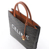 Celine Triomphe Vertical Cabas Large PVC x Leather Handbag in Black x Brown Secondhand