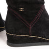 Chanel Coco Mark Chain 15B Suede Long Boots in Black G31295, Size 36 EU Secondhand