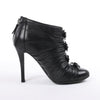 Chanel Coco Mark Camelia Leather Booties in Black G28629, Size 37.5 EU Secondhand