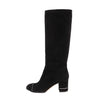 Chanel Coco Mark 16B Suede Long Boots in Black G32122, Size 39 EU Secondhand