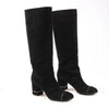 Chanel Coco Mark 16B Suede Long Boots in Black G32122, Size 39 EU Secondhand