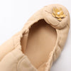 Chanel Coco Mark Camelia Leather Ballet Flats in Beige G32912, Size 39.5 EU Secondhand