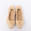 Chanel Coco Mark Camelia Leather Ballet Flats in Beige G32912, Size 39.5 EU Secondhand
