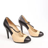 Chanel Coco Mark Leather Heels Beige x Black G26228, Size 40 EU Secondhand