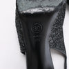 Secondhand Chanel Coco Mark Leather x Glitter Heels in Black G37586, Size EU 37 C