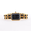 Chanel Premiere XL H0001 GN08533 GP & Leather QZ Black Dial Watch Secondhand