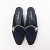 Chanel Star Rhinestone Suede x Fabric Mule in Navy x Black G35835, Size 41 EU Secondhand