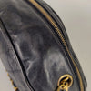 Chanel vintage handbag in blue matelassé leather