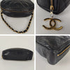 Chanel vintage handbag in blue matelassé leather