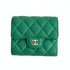 Chanel compact trifold wallet in green leather