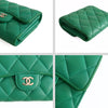 Chanel compact trifold wallet in green leather