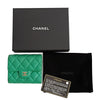 Chanel compact trifold wallet in green leather