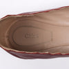 Chloe Leather Scalloped Ballet Flats in Burgundy, Size 38 Secondhand