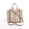 Chloé Woody Small Canvas & Leather 2Way Handbag in Beige Secondhand