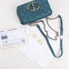 Dior Caro Leather Chain Shoulder Bag in Blue Secondhand