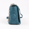 Dior Caro Leather Chain Shoulder Bag in Blue Secondhand