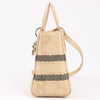 Dior Lady D-Lite Raffia Woven Cannage Embroidered Medium 2Way Handbag in Beige Secondhand