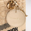 Dior Lady D-Lite Raffia Woven Cannage Embroidered Medium 2Way Handbag in Beige Secondhand
