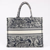 Dior Toile Doo JUY Embroidery Book Large Canvas Tote Bag in Navy Blue Secondhand